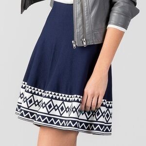 Blue and White Aztec Print Mini Skirt
